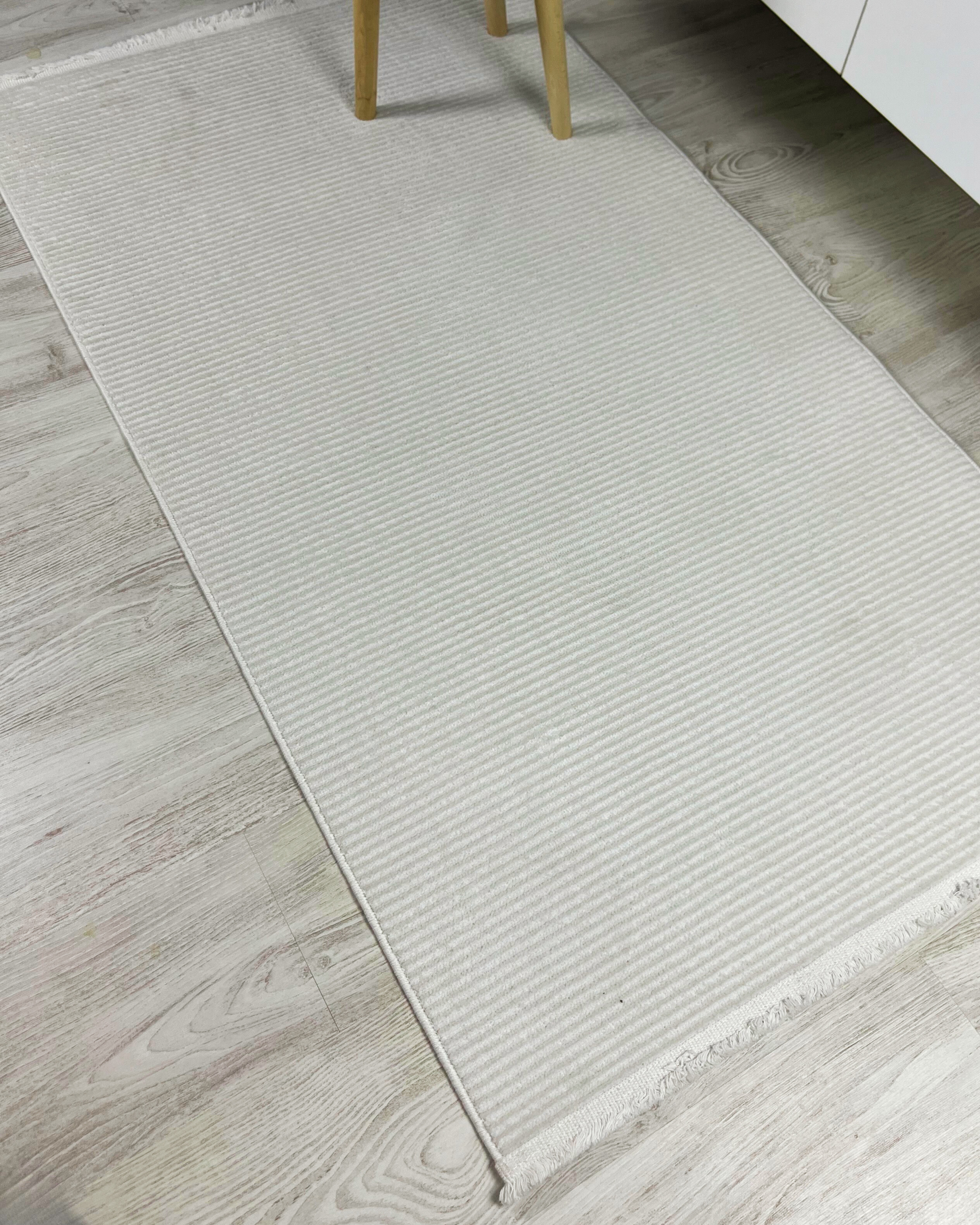 Comfy Halı Riga 03 Kırık Beyaz Modern Çizgili Halı