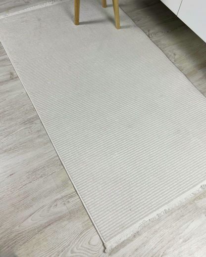 Comfy Halı Riga 03 Kırık Beyaz Modern Çizgili Halı