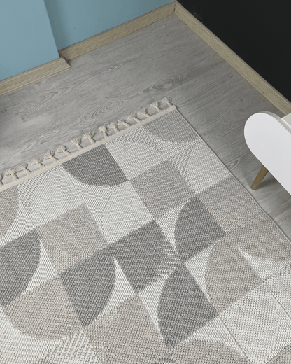 Comfy Halı Lupera LP008 Krem/Gri Bukleli Modern Örgü Halı