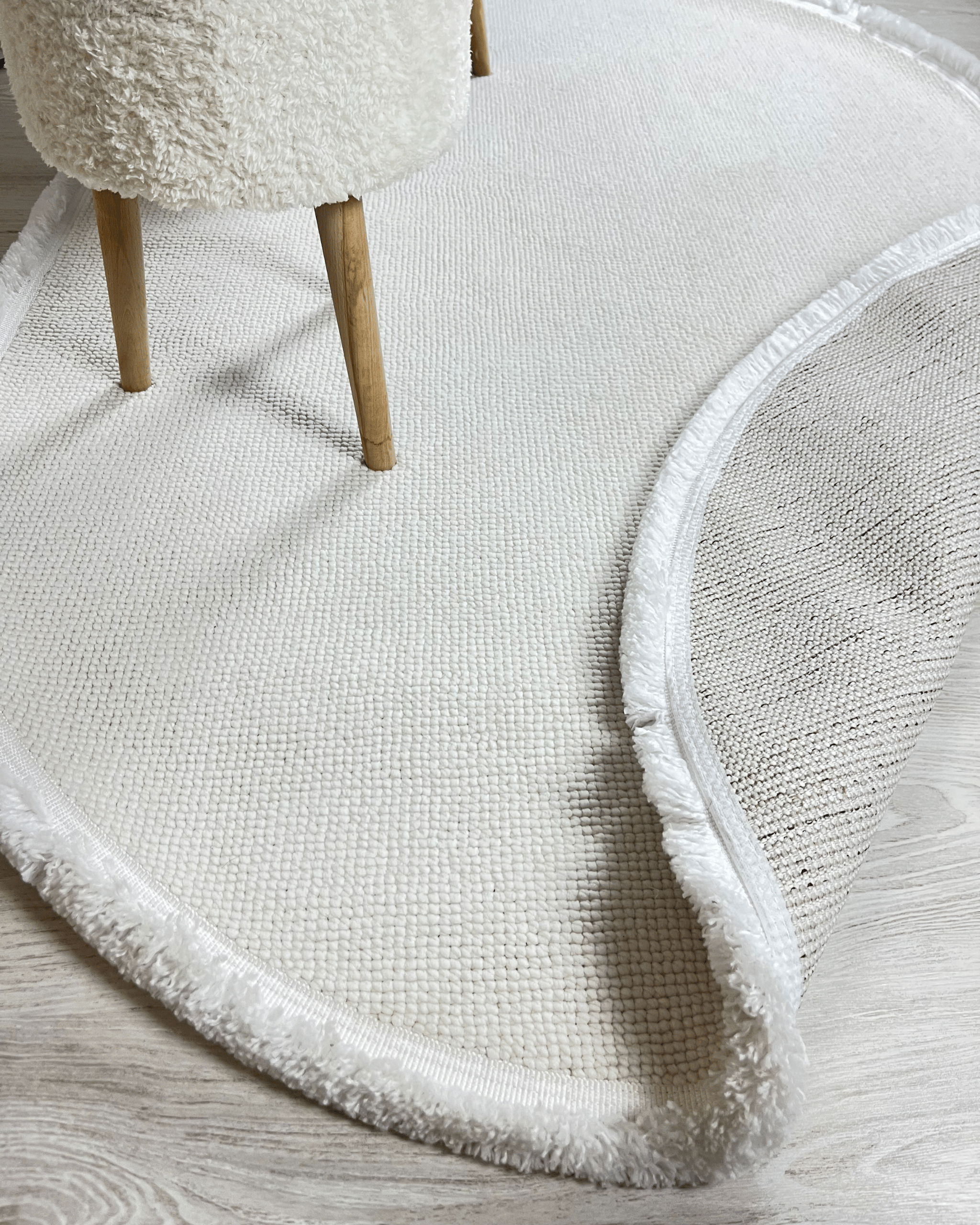 Comfy Halı Cottera 4301 Beyaz Örgü Bukleli Modern Oval Halı