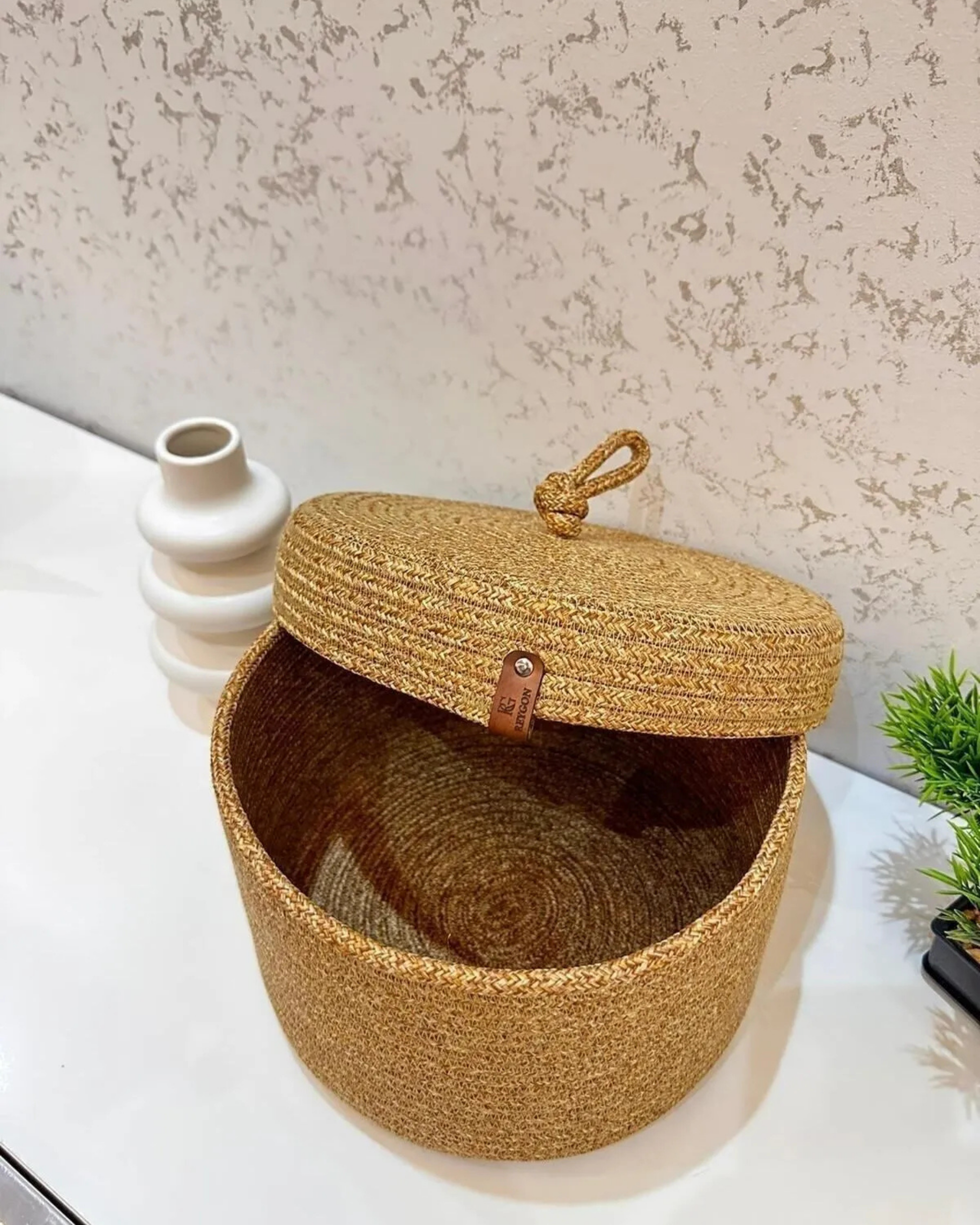 Comfy Home & Living Hasır Kapaklı Sepet Saklama & Düzenleme Kabı Organizer