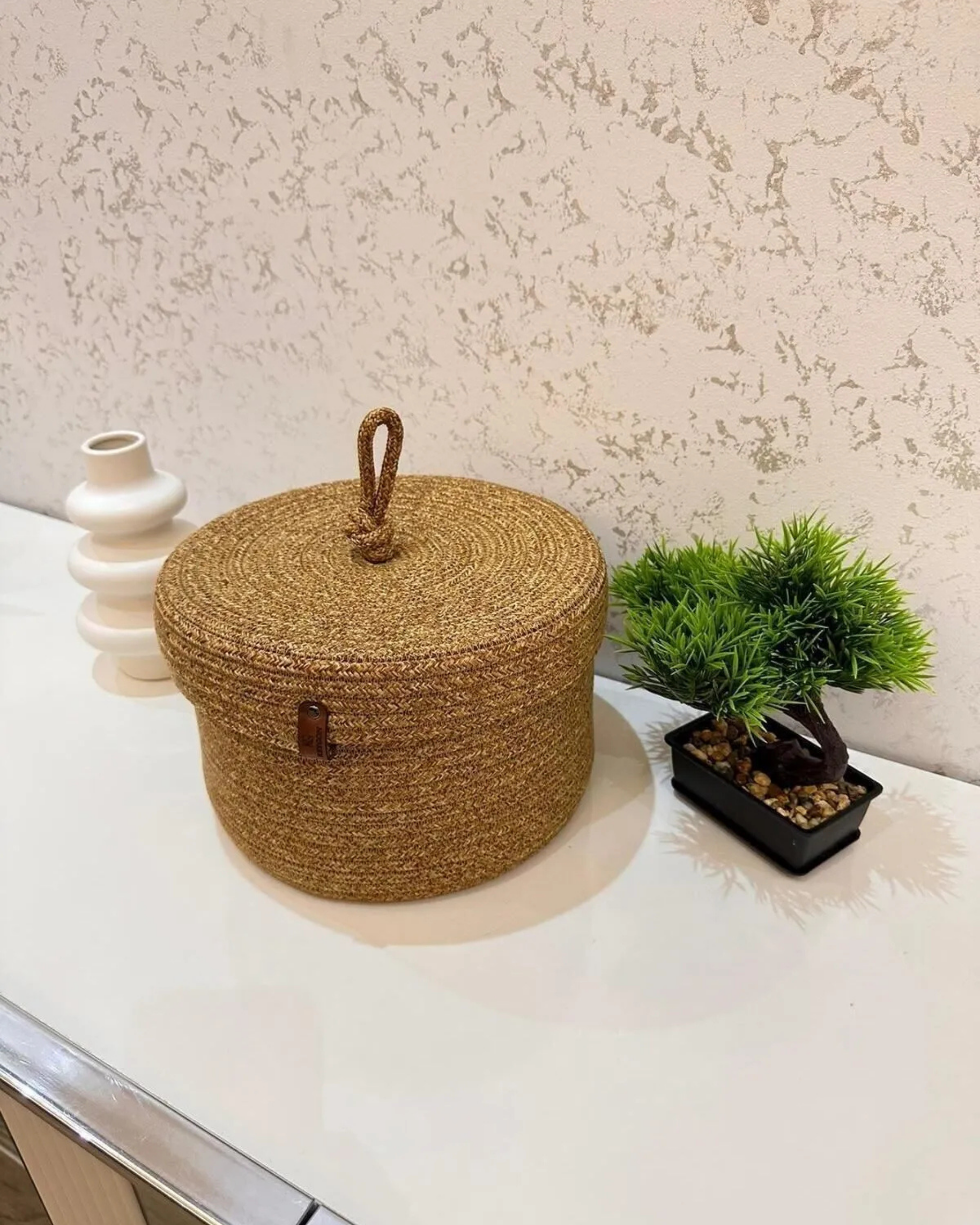 Comfy Home & Living Hasır Kapaklı Sepet Saklama & Düzenleme Kabı Organizer