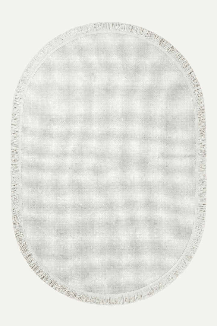 Comfy Halı Halı Comfy Halı Cottera 4301 Beyaz Örgü Bukleli Modern Oval Halı