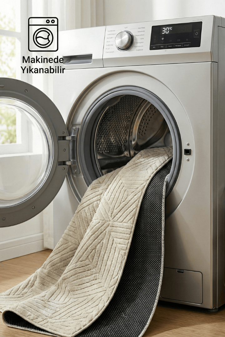 Comfy Halı Halı Comfy Halı Decorist Krem Kaymaz Taban Makinede Yıkanabilir Halı