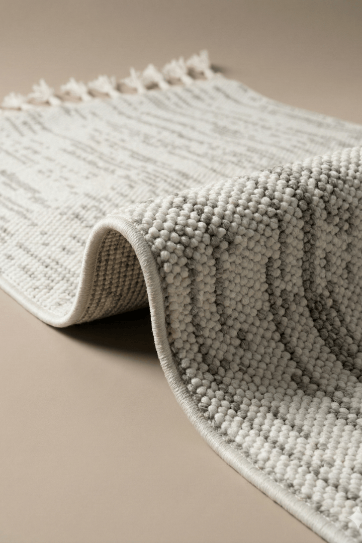 Comfy Halı Halı Comfy Halı Efes EF001A Beyaz Gri Bukleli Modern İskandinav Örgü Halı