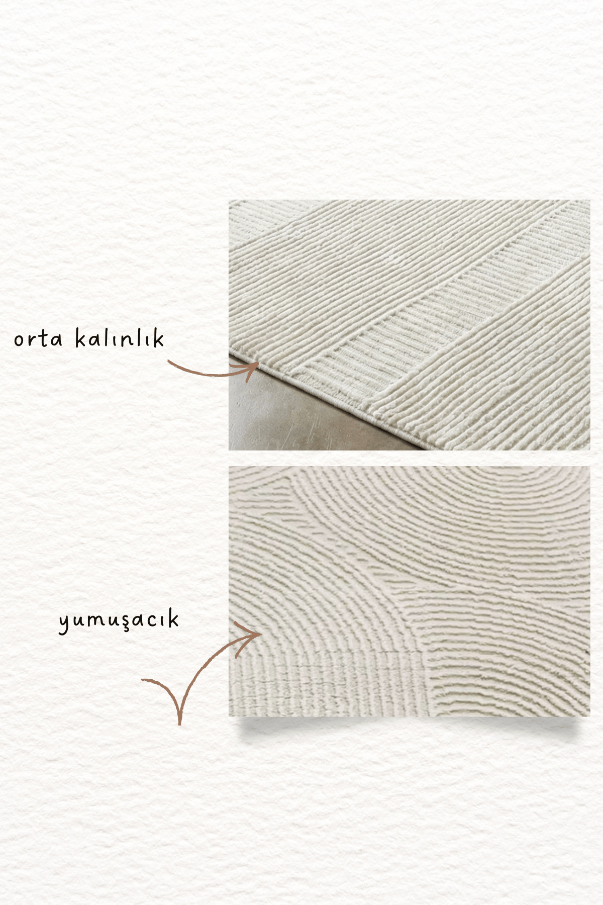 Merinos Halı Merinos Recycle 37804-061 Anti Alerjik Yumuşak Modern Krem  Halı