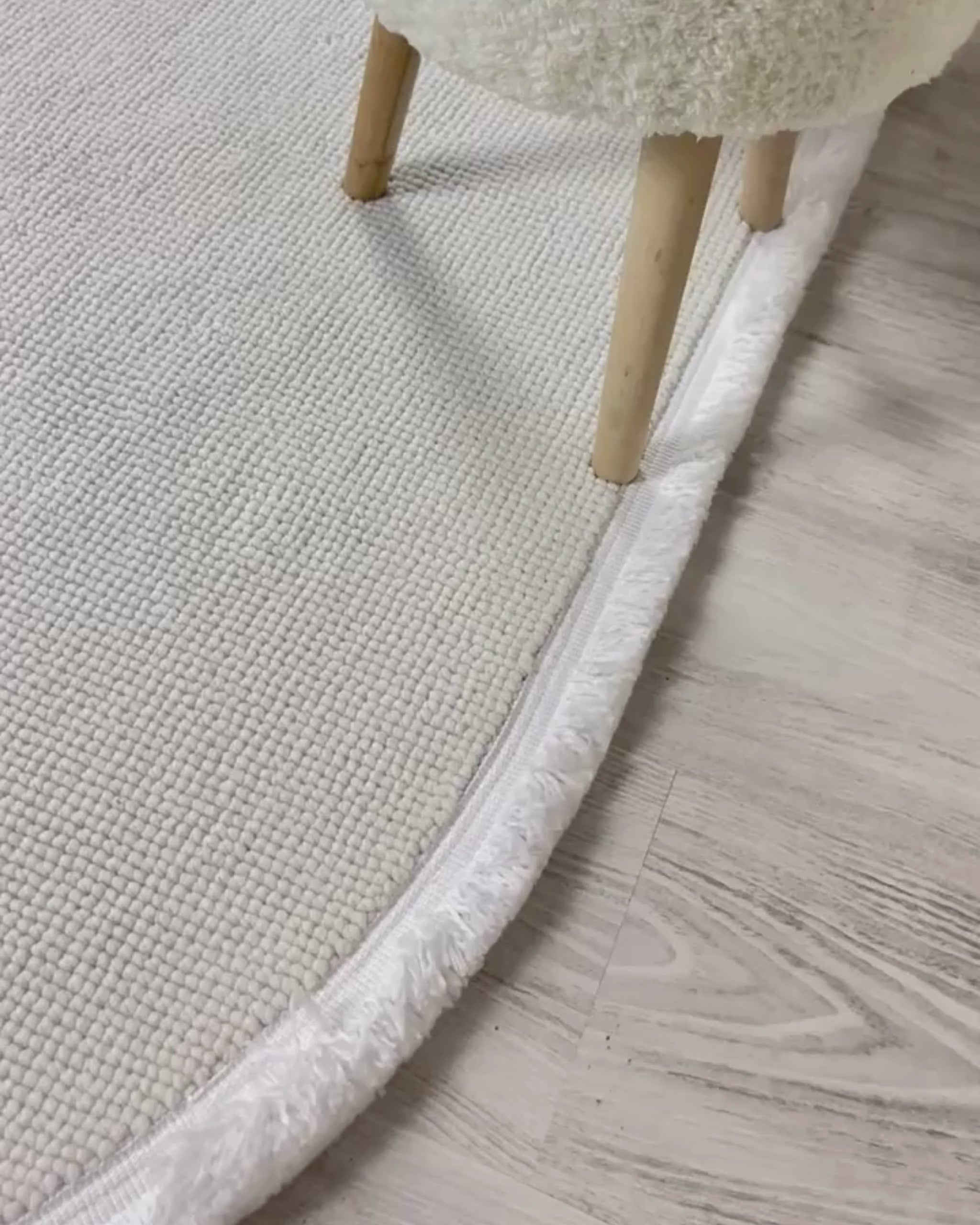 Comfy Halı Cottera 4301 Beyaz Örgü Bukleli Modern Oval Halı