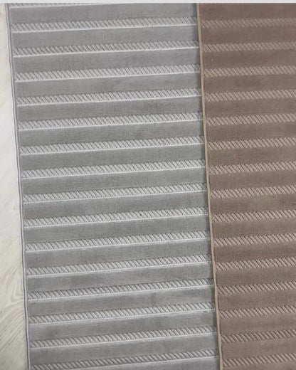 Comfy Halı Softure 08884 Gri Bukleli Çizgili Halı